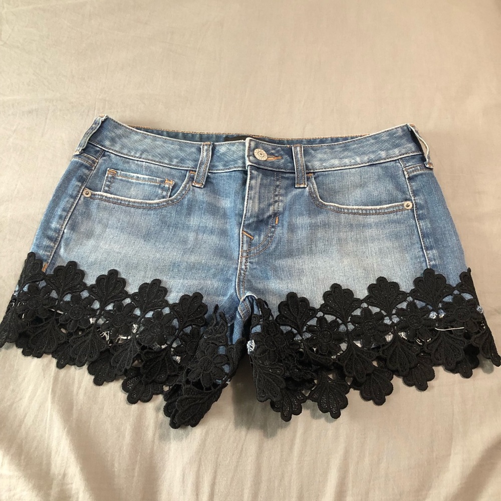 Express Denim Shorts with Black Details- Size 4